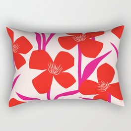 Red and Pink Floral Pattern Rectangular Pillow
