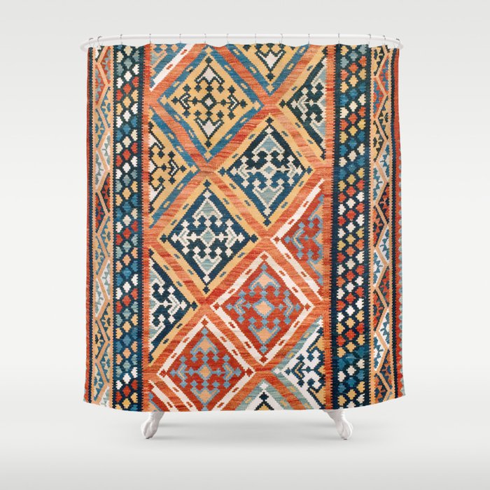 Zarand  Antique  Azerbaijan Persian Kilim Print Shower Curtain
