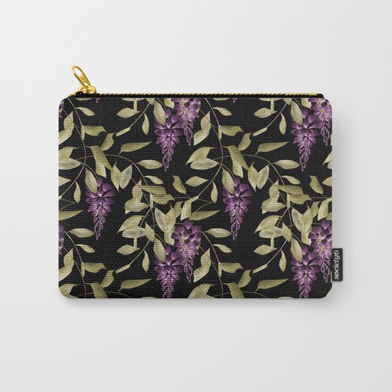 The Branches Of Wisteria . Black . Carry-All Pouch