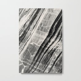 Abstract Marble - Black & Cream Metal Print