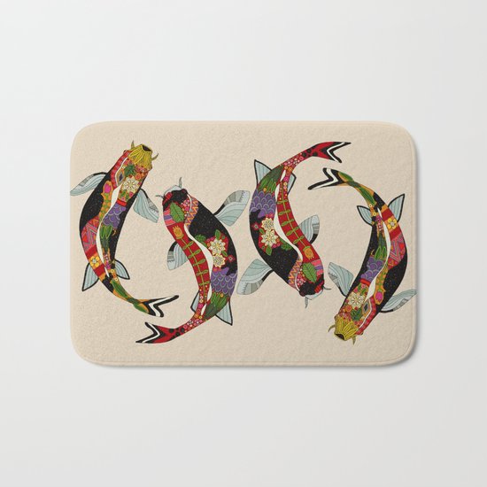 koi chamomile Bath Mat