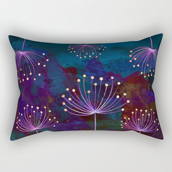 luminous dandelions on petrol blue Rectangular Pillow