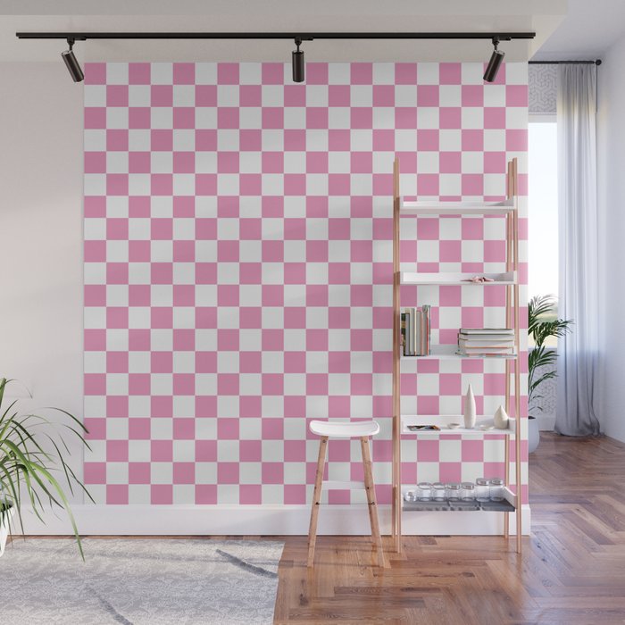 Light Pink Checkerboard Pattern Wall Mural