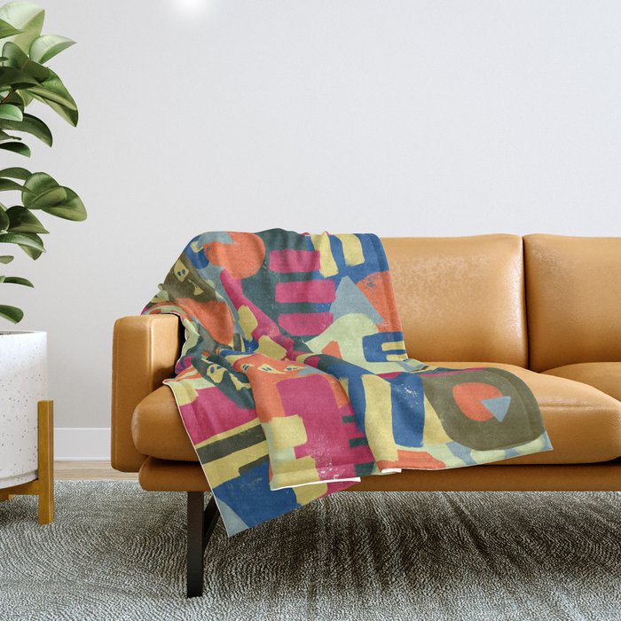 Abstract geometric shapes pattern Throw Blanket