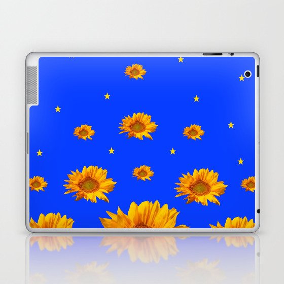 RAINING GOLDEN STARS YELLOW SUNFLOWERS BLUES Laptop & iPad Skin