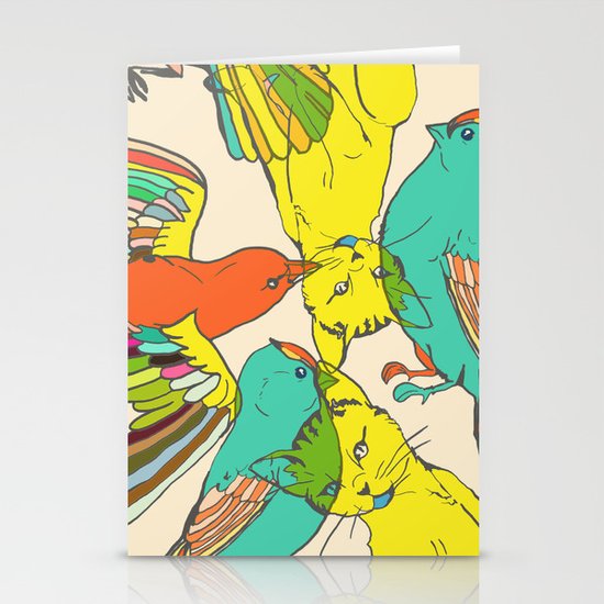 CATS AND BIRDS Stationery Cards