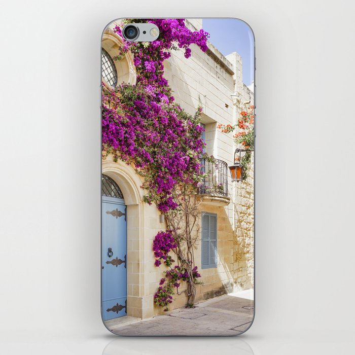 Wall wit cute door and flowers in Mdina, Malta iPhone Skin