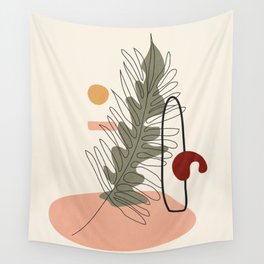 Minimal Line Palm Wall Tapestry
