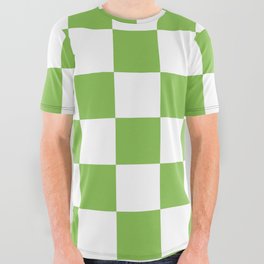 Lime Green Checkerboard Pattern Palm Beach Preppy All Over Graphic Tee