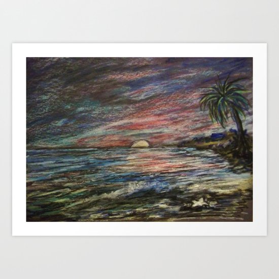 CRAYON LOVE: Ermahgerd! HOLY MACKEREL CRAYON SUNSET! Art Print