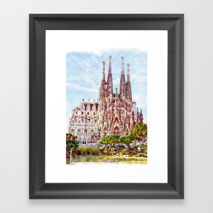 La Sagrada Familia watercolor Framed Art Print by MarianVoicu | Society6