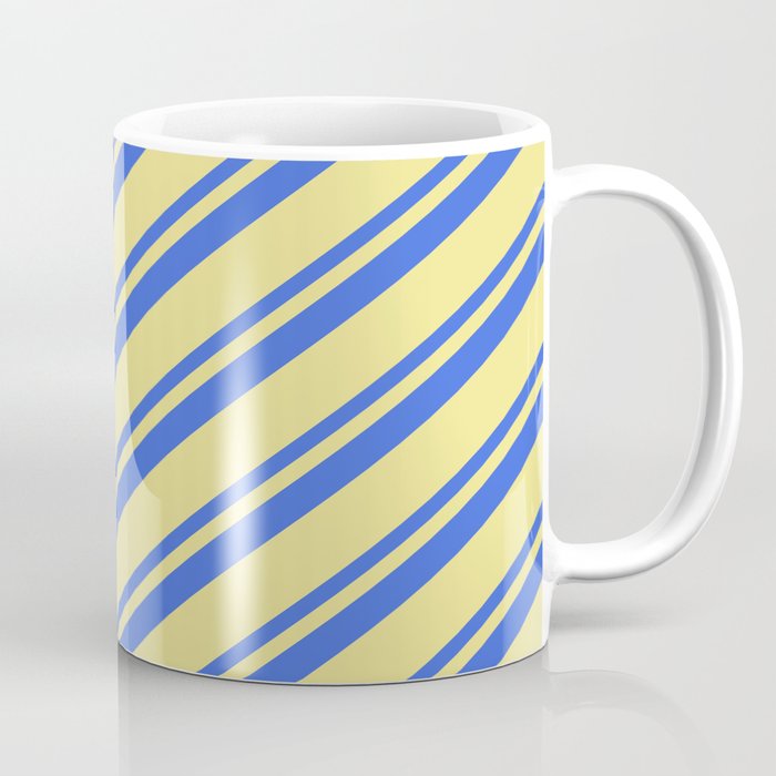 Royal Blue & Tan Colored Stripes Pattern Coffee Mug