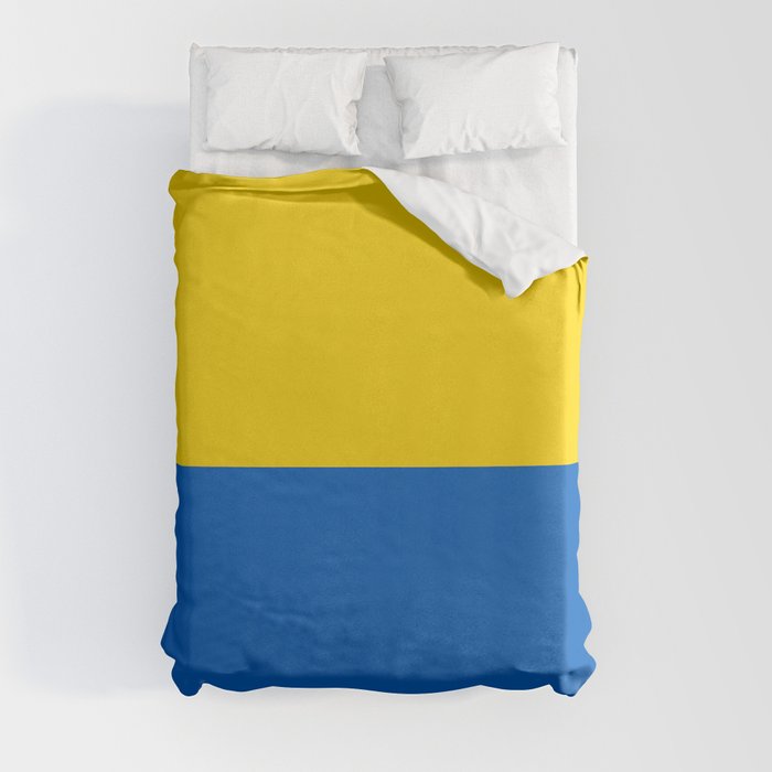 Sapphire and Yellow Solid Shapes Ukraine Flag Colors 2 100 Percent Commission Donated Read Bio Duvet Cover