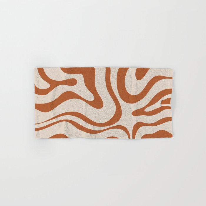 Modern Retro Liquid Swirl Abstract Pattern in Clay and Putty Hand & Bath Towel