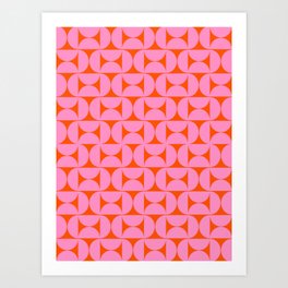 Mid Century Modern Pink And Orange Colors Preppy Decor Abstract Pattern Art Print