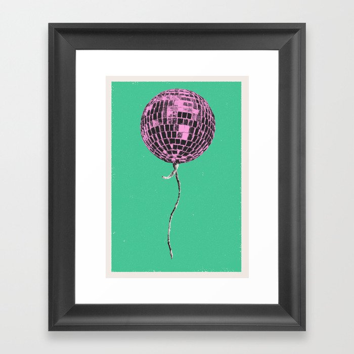 Disco Ballon Pink and Green Framed Art Print by Blair Barclay
