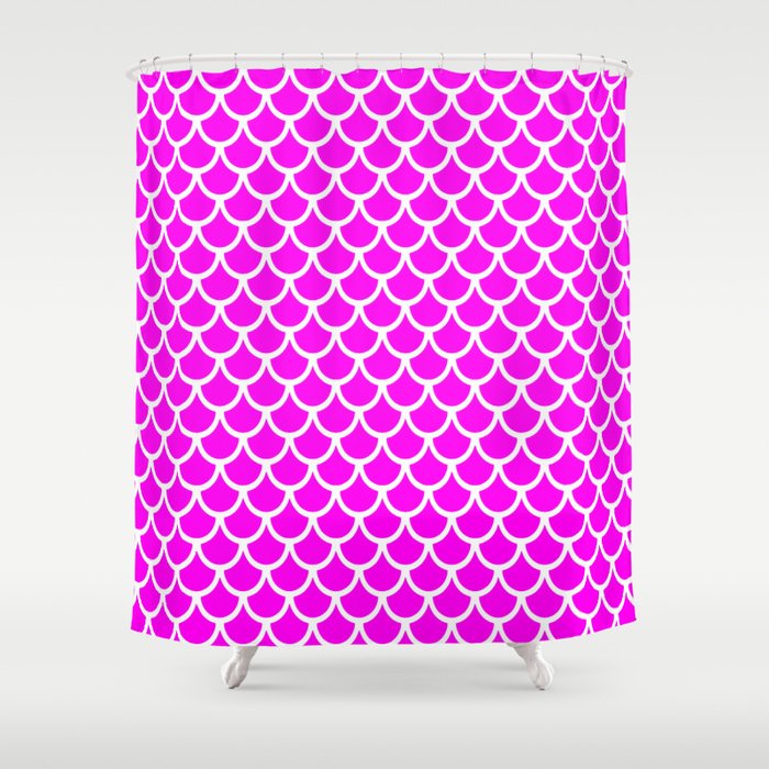 Scales (White & Magenta Pattern) Shower Curtain