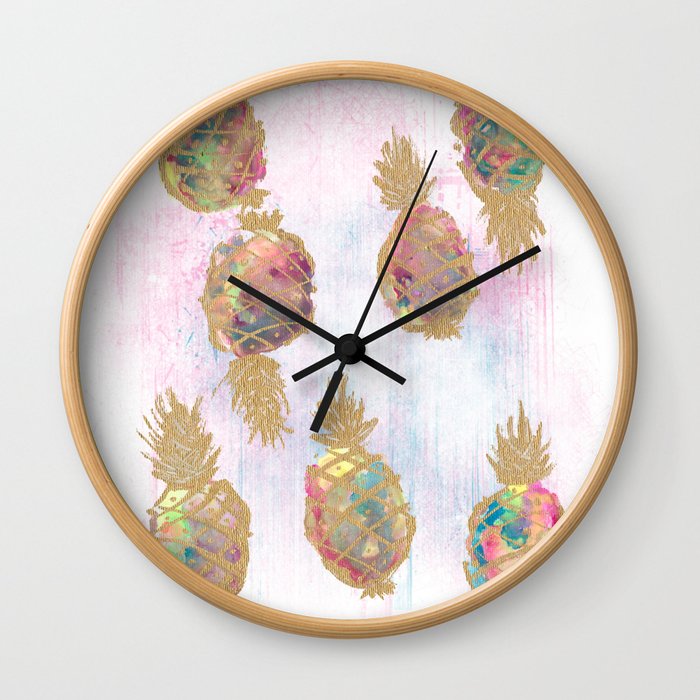 Sparkly Pineapples Wall Clock