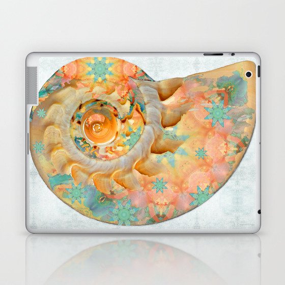 Beachy Beach Whimsical Enchanted Nautilus Shell Art Laptop & iPad Skin