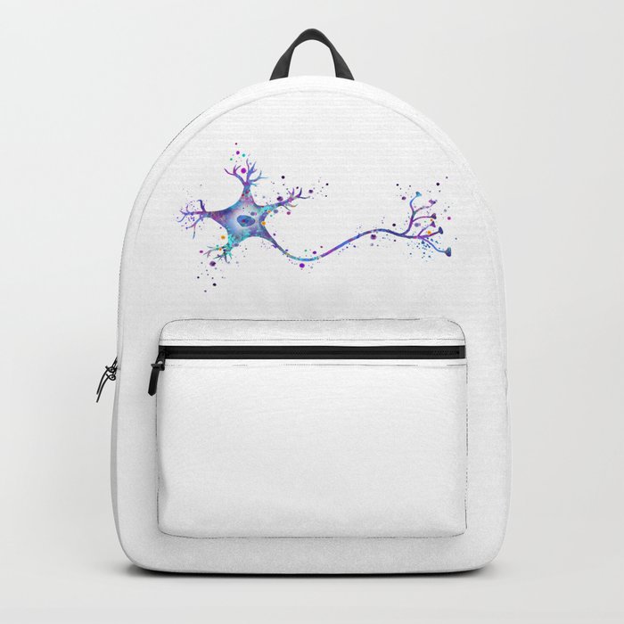 Neuron Art Nerve Cell Colorful Watercolor Gift Neurology Art Science Art Biology Gift Backpack