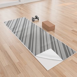 [ Thumbnail: Grey and Dim Grey Colored Pattern of Stripes Yoga Towel ]