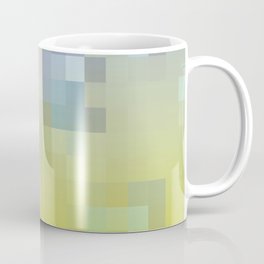 geometric pixel square pattern abstract background in yellow blue Mug