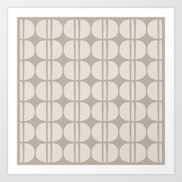Mid Century Modern Geometric Pattern 173 Beige and Linen White Art Print