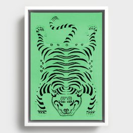 Mint Green Tiger Framed Canvas