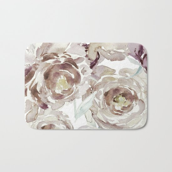 Earthy Painterly Floral Abstract Bath Mat