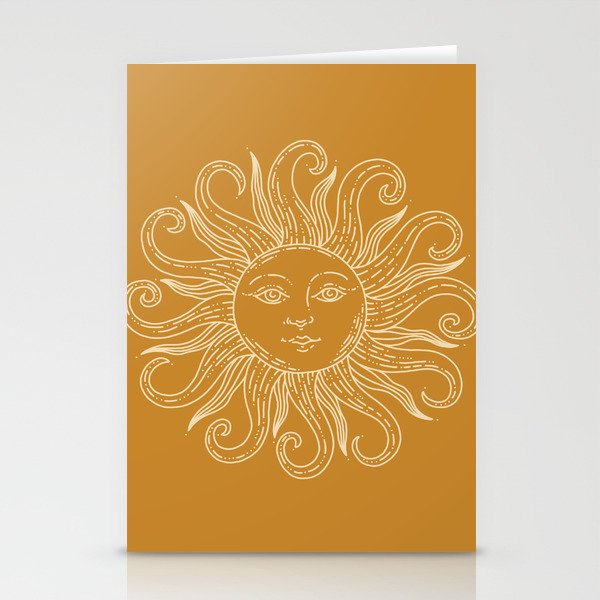 Boho Sun Drawing XX Gold Stationery Cards