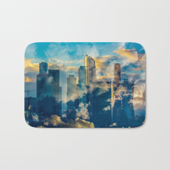 skyscrapers in the clouds Bath Mat