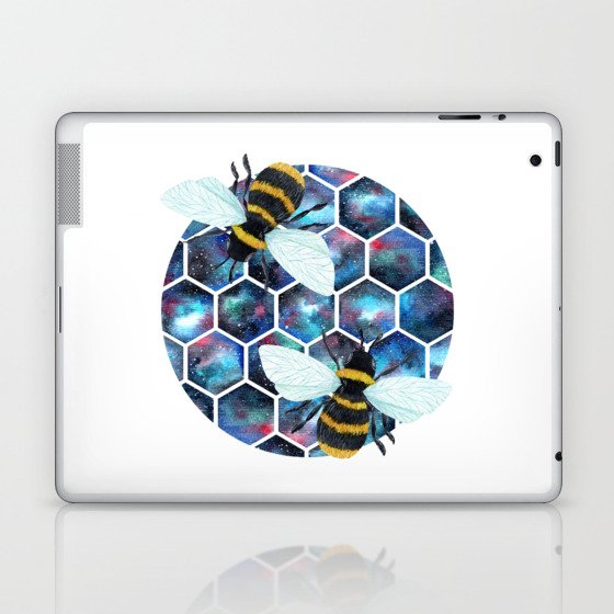 Galaxy honeycomb with two bees Laptop & iPad Skin