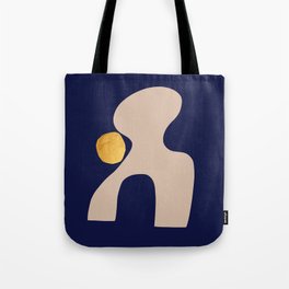Blue Beige Gold Abstract Art Tote Bag