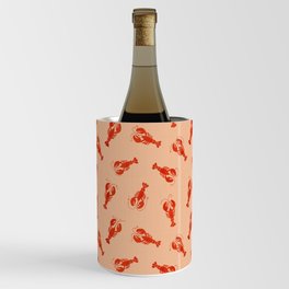 Classic Red Lobsters Pattern On Peach Wine Chiller
