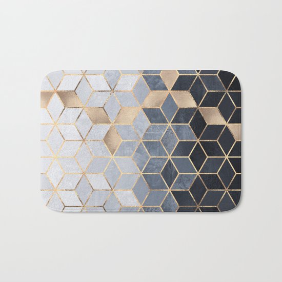 Soft Blue Gradient Cubes Bath Mat