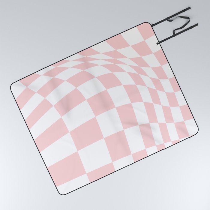 Pink Checker Board Checkerboard Picnic Blanket