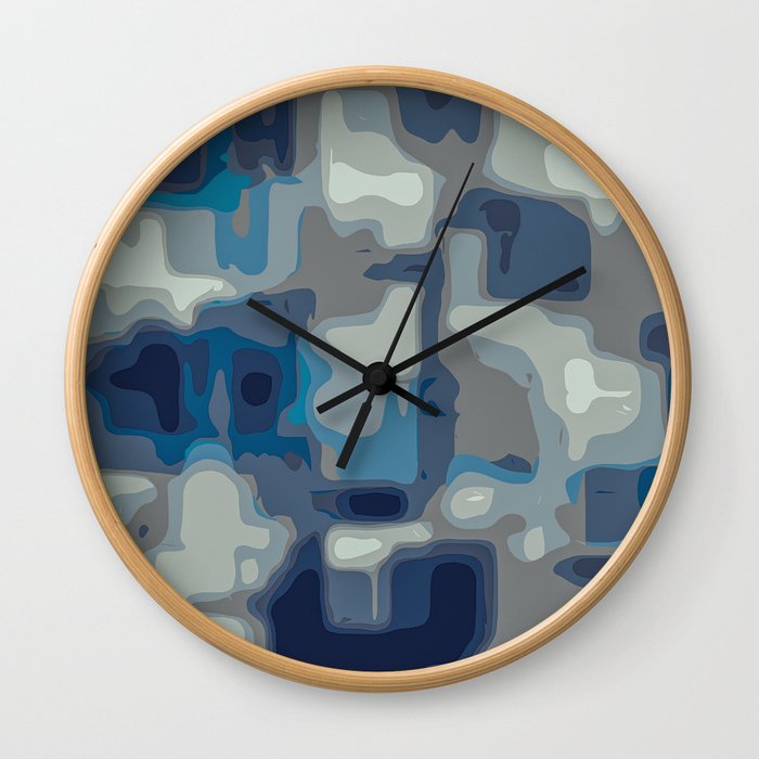blue and grey painting abstract background Wall Clock
