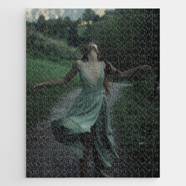 A hard rain is gonna fall; female in the wilderness looking skyward magical realism fantasy color photograph / photography Jigsaw Puzzle