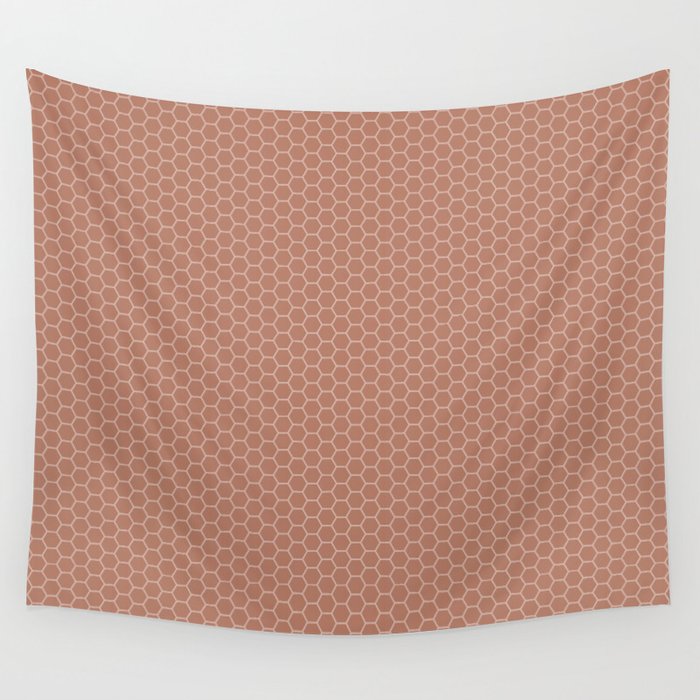 Sherwin Williams Cavern Clay Honeycomb Pattern Wall Tapestry