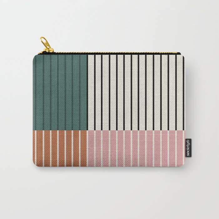 Color Block Line Abstract V Carry-All Pouch