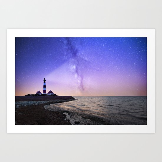 Lighthouse under the stars #photography Art Print