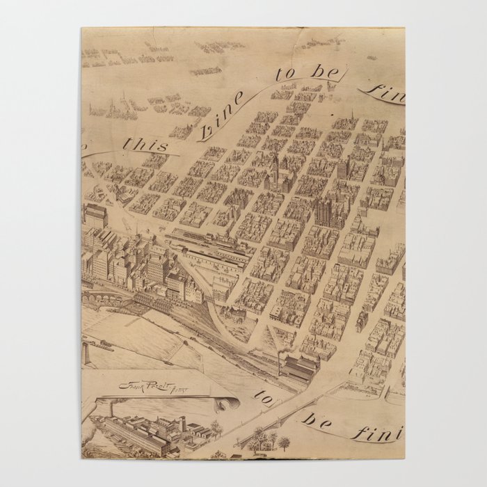 Vintage Map of Minneapolis MN (1891) 2 Poster