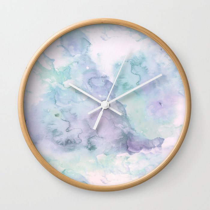 Pastel modern purple lavender hand painted watercolor wash Wall Clock