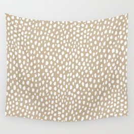 Handmade polka dot brush spots (white/tan) Wall Tapestry
