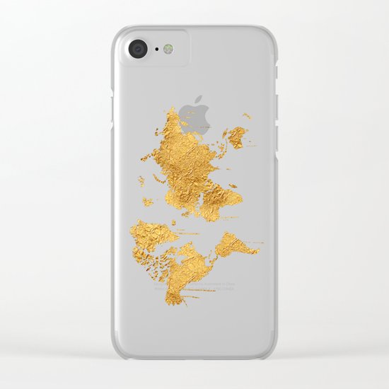Gold World Map Clear iPhone Case