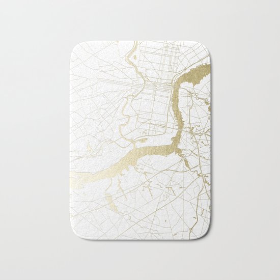 Philidelphia - White and Gold Bath Mat