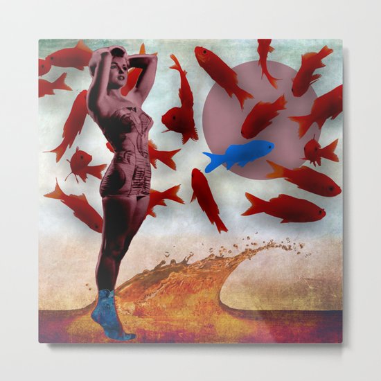Blue fish and her Metal Print
