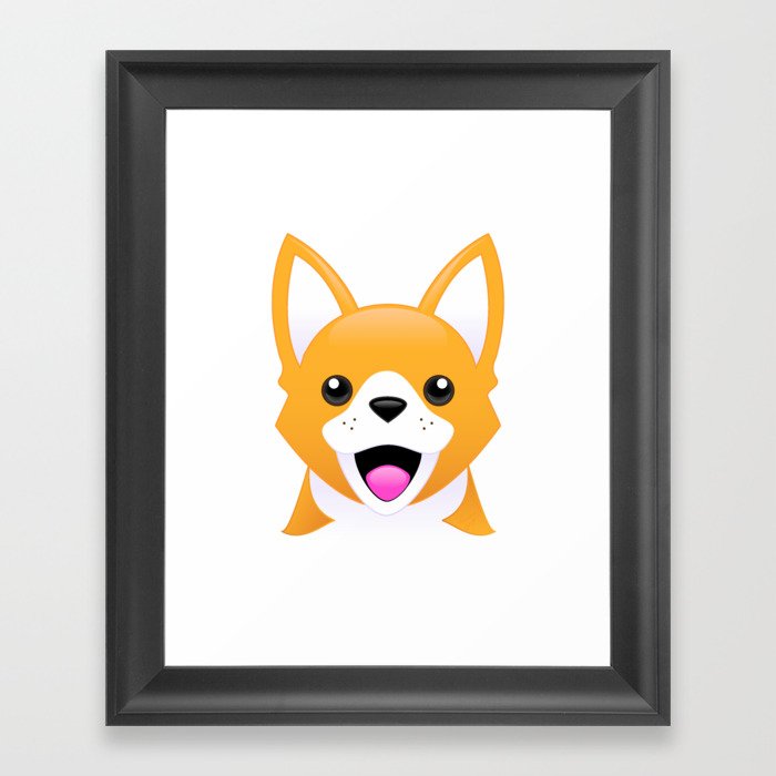 Corgi Emoji Style Framed Art Print