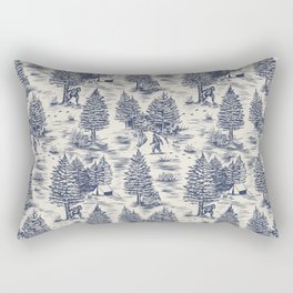 Bigfoot / Sasquatch Toile de Jouy in Blue Rectangular Pillow