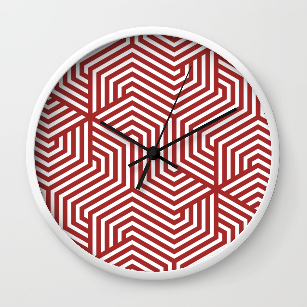 Auburn Red Minimal Vector Seamless Pattern Wall Clock By Makeitcolorful Society6